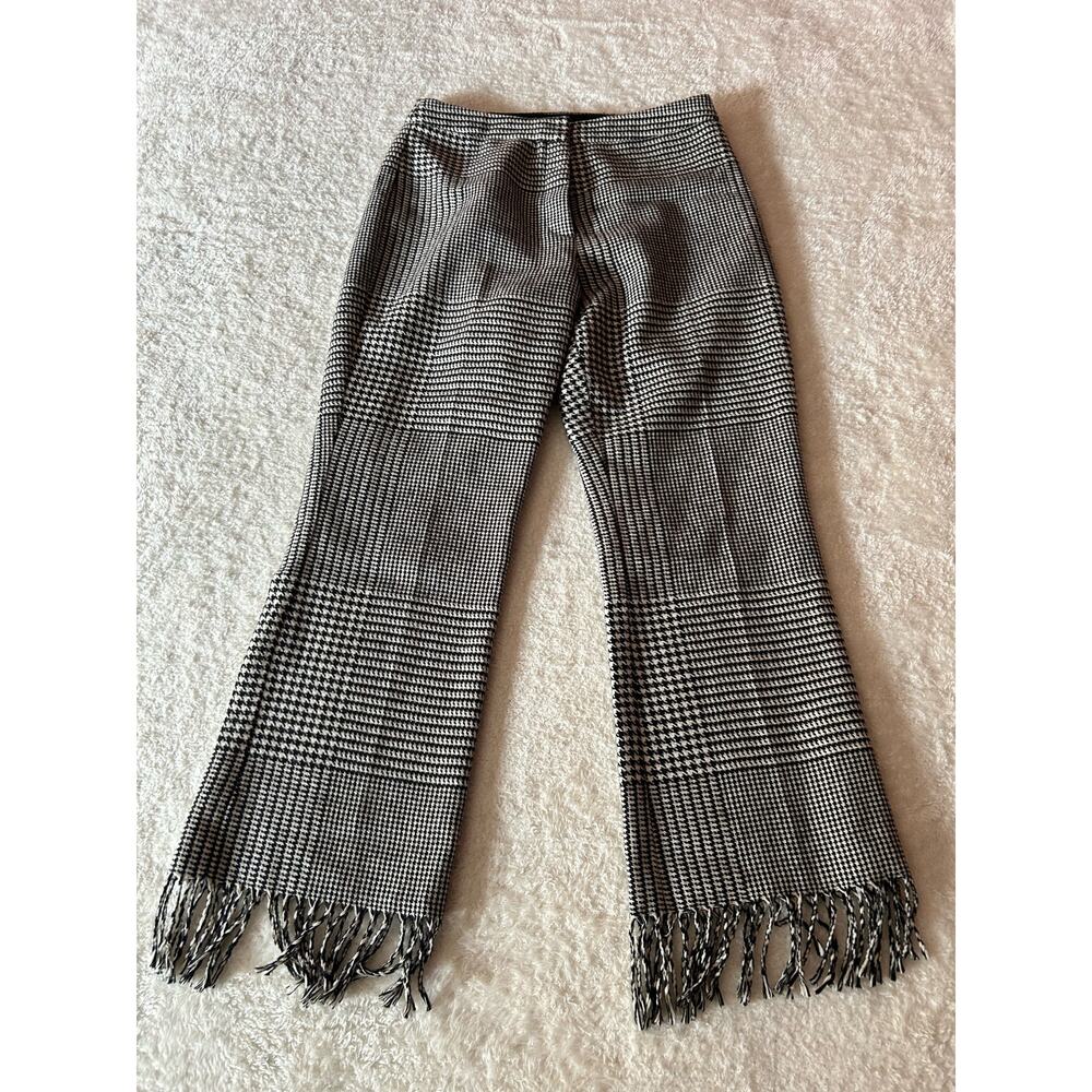 Topshop Black/White Plaid Pants‎ With Bottom Tassle Size S